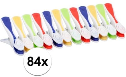 Wasknijpers - 84x stuks - multi-kleur - kunststof - wasspelden