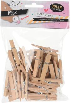Wasknijpers mini - 40x stuks - dennenhout - 4,5 cm - hobby - knutselen