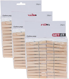 Wasknijpers naturel van hout - 72x stuks - 7,5 cm - Huishouding - De was doen