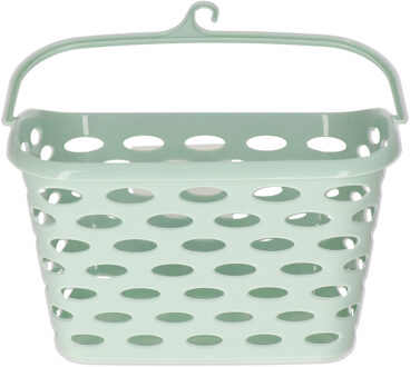 Wasknijpers ophang mandje aan haak - 26 x 15 x 21 cm - mintgroen - kunststof