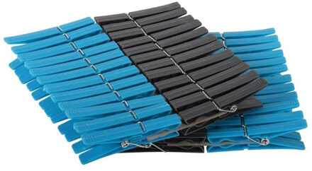 Wasknijpers van kunststof - blauw/grijs - 144x stuks - Huishoudelijk - Knijpers - was ophangen