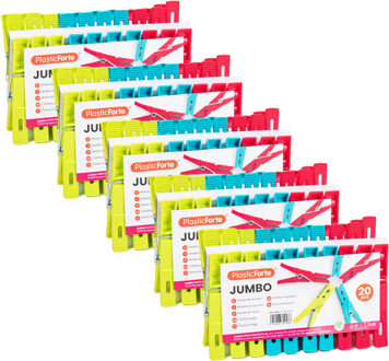 Wasknijpers XL - 100x stuks - felle kleuren mix - kunststof - 10 cm - Was ophangen