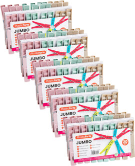 Wasknijpers XL - 100x stuks - pastel kleuren mix - kunststof - 10 cm - Was ophangen