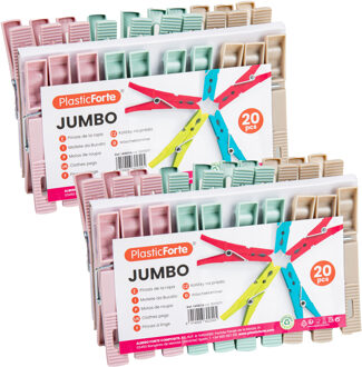 Wasknijpers XL - 40x stuks - pastel kleuren mix - kunststof - 10 cm - Was ophangen