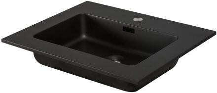 Waskom Badkamer Napoli - Polybeton - Vierkant - Mat Zwart - 48cm