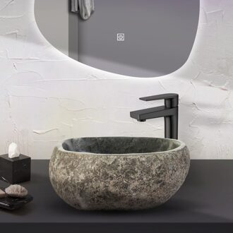 Waskom BWS Stone 35x15x12 cm Riviersteen Grijs