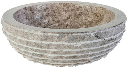 Waskom BWS Stone Rond 35x35x15 cm Gepolijst Natuurmarmer Grijs