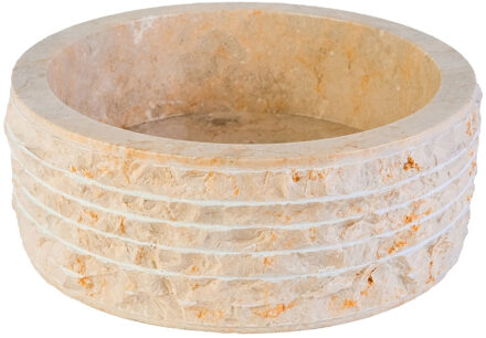 Waskom BWS Stone Rond 40x40x15 cm Gepolijste Binnenzijde Natuursteen Creme