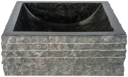 Waskom BWS Stone Vierkant 40x40x15 cm Natuursteen Zwart