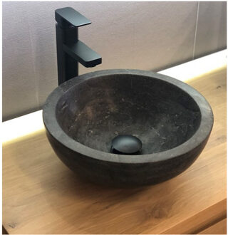 Waskom Casajoy Rond Natuursteen 35x15cm Massive Zwart