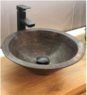 Waskom Casajoy Rond Natuursteen 40x14.5cm Cairo Zwart OP=OP