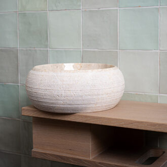 Waskom Loutro Rocky S Rond 25x25x12 cm Marmer Sand Loutro