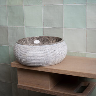 Waskom Loutro Rocky T Rond 20x20x12 cm Marmer Taupe Bruin