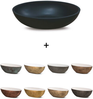 Waskom Luca Sanitair Bagno Metallo 48x32x12 cm Solid Surface Mat Antraciet (Kleurafwerking Naar Keuze)