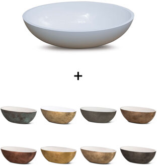 Waskom Luca Sanitair Bagno Metallo 48x32x12 cm Solid Surface Wit (Kleurafwerking Naar Keuze)