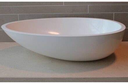 Waskom Luca Sanitair Eivormig 61x44x16 cm Mineral Stone 25 mm Dik Glans Wit Luca Sanitair