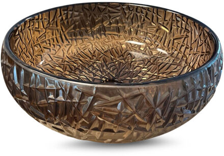 Waskom Luca Sanitair Vetro Rond 38,5x38,5x16 Transparant Glas Zonder Wastafelhouder Chestnut Bruin