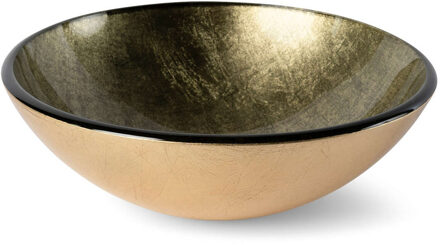 Waskom Luca Sanitair Vetro Rond 42x42x14,5 Gehard Glas Incl. Wastafelhouder Gold Goud