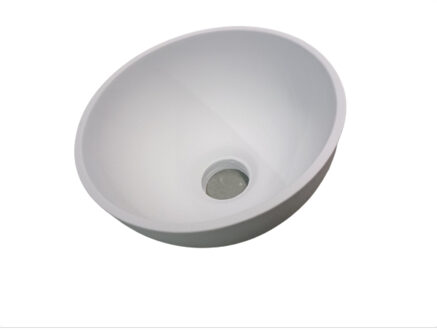 Waskom Njoy Solidthin Rond 20 cm Met Pop-Up Solid Surface Mat Wit Sanimex