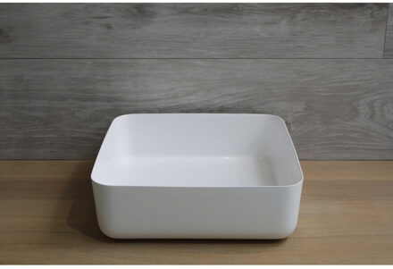 Waskom Opbouw Vierkant Luca Sanitair 40x40x13,5 cm Mineraalsteen Glans Wit