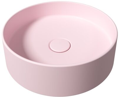 Waskom Salenzi Hide Circle Opbouw Rond 40x12cm Mat Roze met Clickwaste