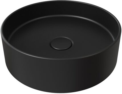 Waskom Salenzi Hide Circle Opbouw Rond 40x12cm Mat Zwart met Clickwaste