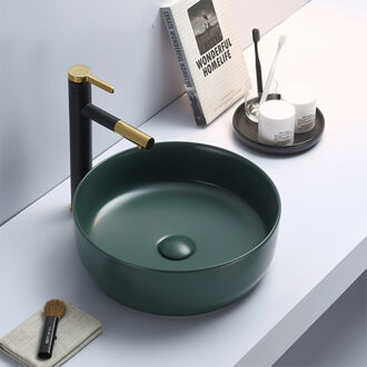 Waskom Sanilux Victoria Color Line Rond 39 cm Inclusief Click Waste Mat Jade Groen Donker groen