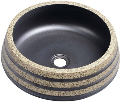 Waskom Sapho Priori Rond 41x15 cm Keramiek Strepen Zwart / Steen