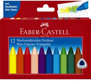 Waskrijt Faber Castell driehoekig set a 12 stuks assorti