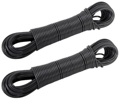 Waslijn draad/drooglijn - 2x - donkergrijs - 30 meter - waslijndraad - was ophangen