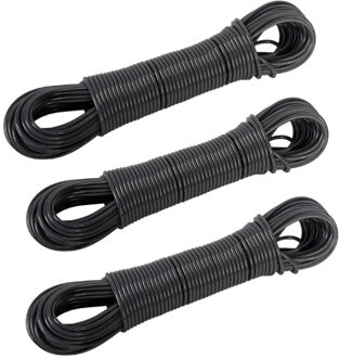 Waslijn draad/drooglijn - 3x - donkergrijs - 30 meter - waslijndraad - was ophangen