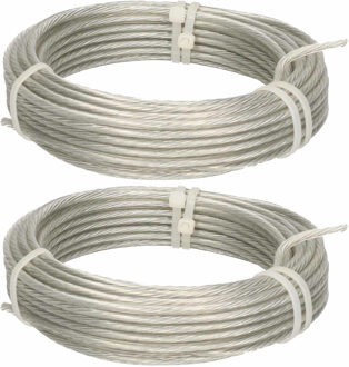 Waslijndraad - 2x - staal - transparant - 10M - drooglijn voor wasgoed - waslijn / waslijnen