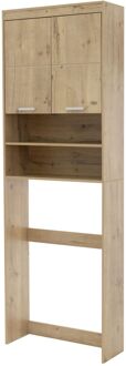 Wasmachinekast met 2 deuren en 2 open vakken 187,5x63 cm eiken look ML-Design Bruin