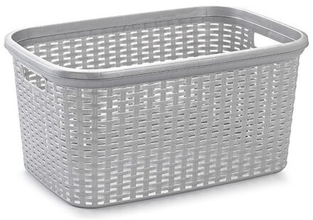 Wasmand - 35 liter - rotan - zilvergrijs - kunststof - 53 x 36 x 26 cm
