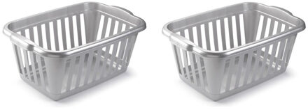 Wasmand - 3x stuks - grijs - kunststof - 40 liter - 60 x 40 x 26 cm - manden voor wasgoed - huishoud