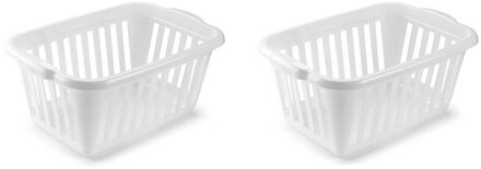 Wasmand - 3x stuks - wit - kunststof - 40 liter - 60 x 40 x 26 cm - manden voor wasgoed