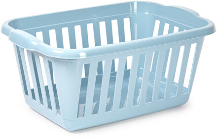Wasmand - blauw - kunststof - 40 liter - 60 x 40 x 26 cm - manden voor wasgoed - huishouden
