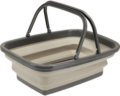 Wasmand/boodschappen mand opvouwbaar met hengsel - kunststof - 30L - beige - 38 x 28 x 15 cm