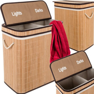 Wasmand dubbel - bamboe - 100 liter - lichte en donkere was