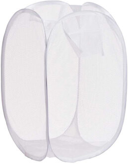 Wasmand flexibel/opvouwbaar - wit - nylon - 36 x 36 x 58 cm - 64 liter - Wasmanden