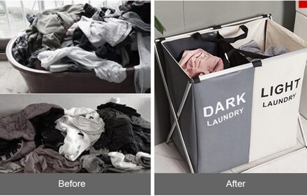 Wasmand Gedrukt Donker Licht Kleur, Opvouwbare Wasmand/Sorter Met Aluminium Frame, Kleren Wassen Opslag Voor Thuis grijs Beige