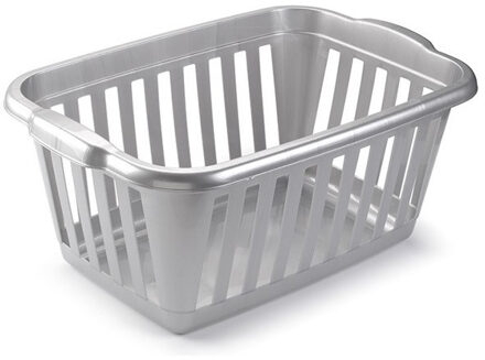 Wasmand - grijs - kunststof - 40 liter - 60 x 40 x 26 cm - manden voor wasgoed - huishouden