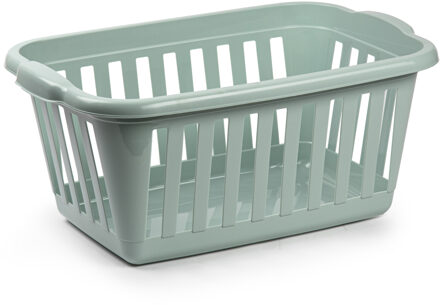 Wasmand - groen - kunststof - 40 liter - 60 x 40 x 26 cm - manden voor wasgoed - huishouden