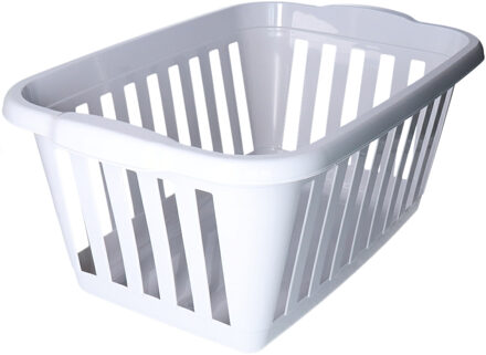 Wasmand - licht grijs - kunststof - 40 liter - 60 x 40 x 26 cm - manden voor wasgoed - huishouden