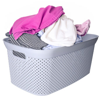 Wasmand - lichtgrijs - kunststof - 34 x 54 x 23 cm - 35 liter - met handvatten - manden voor wasgoed