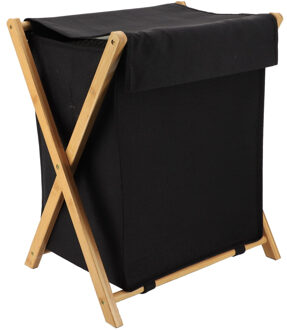 Wasmand met 1 compartiment - bamboe hout - zwart - inklapbaar