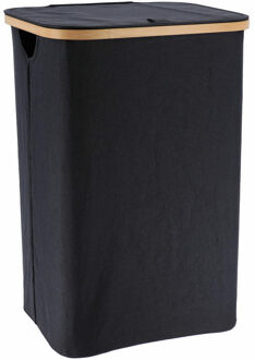 Wasmand met Deksel - Bamboe frame 30x40x60 cm - Zwart Grijs