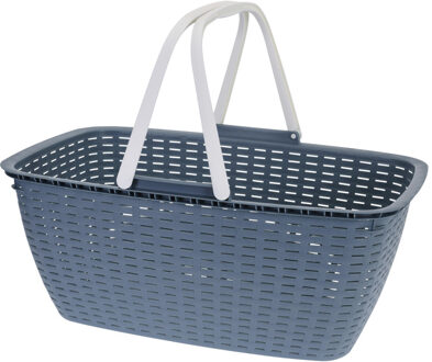 Wasmand met draag hengsel - donkerblauw - kunststof - 35 liter - 60 x 40 x 30 cm