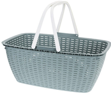 Wasmand met hengel - groen - kunststof - 35 liter - 60 x 40 x 30 cm