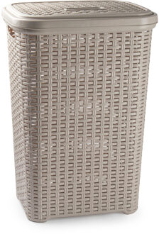 Wasmand rotan met deksel van 60 liter 35 x 43 x 62 cm taupe